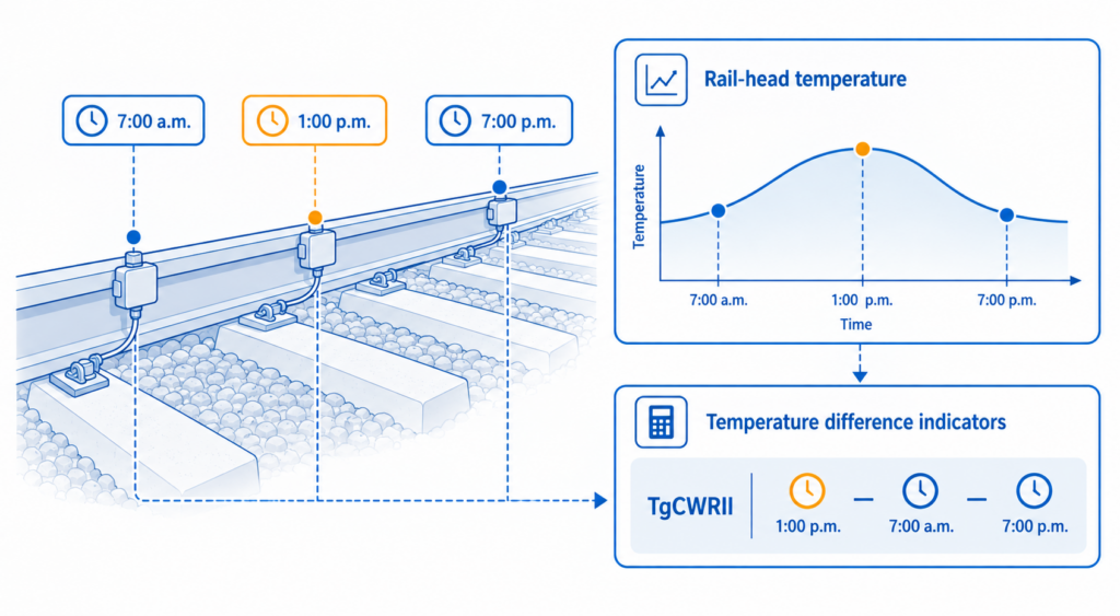The study used 7:00 a.m., 1:00 p.m. and 7:00 p.m. rail temperature values to calculate temperature difference indicators.