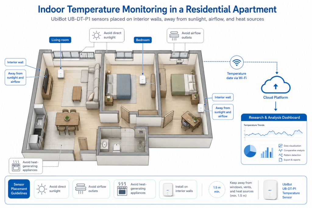 UbiBot UB-DT-P1 sensors provided empirical indoor temperature data from monitored residential units.