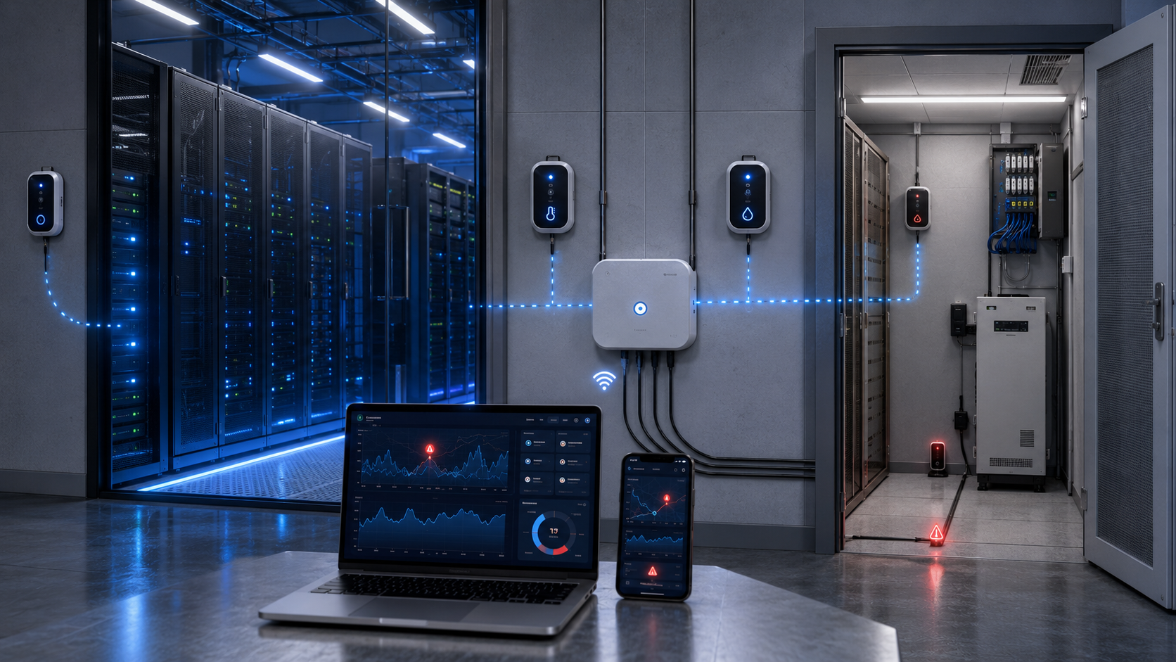 Temperature, Humidity, and Leak Detection in Server Rooms and Edge Closets