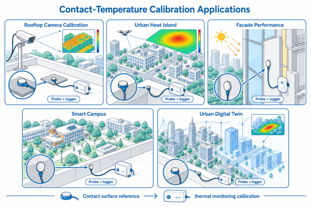 The same calibration-support approach can be extended to infrared camera calibration, urban heat island monitoring, building facade analysis, and digital twin validation.
