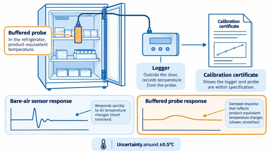 Illustration comparing vaccine monitoring needs for small clinics, pharmacies, hospitals and public health programmes.
